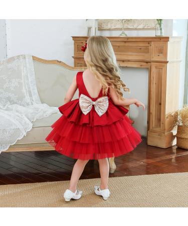NNJXD Baby Girls Flower Princess Birthday Party Dress 730 Red-a | Size 2-3 Years - Buy Online on GoSupps.com