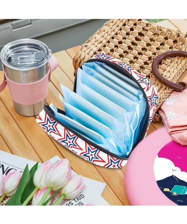 Shop Women's Band Storage Bag | Menstrual Cup Pocket & Makeup Organizer - Large Capacity American Star Blue Red Pattern - Buy Online on GoSupps.com