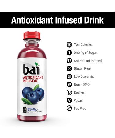 Bai Brasilia Blueberry Flavored Water - Antioxidant Infused, 18oz Bottles, 6 Count - Buy Online on GoSupps.com