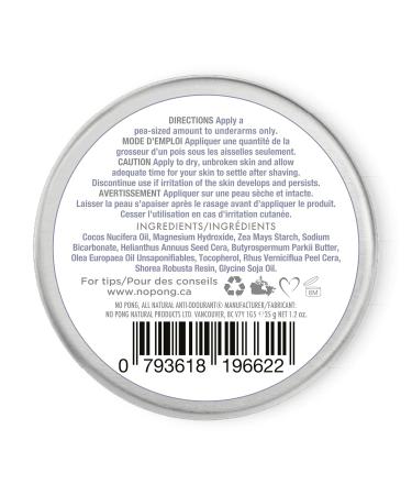 No Pong Fragrance Free Vegan Deodorant - All-Natural Paraben-Free Aluminum-Free Plastic-Free Anti-Odourant for Men & Women - Shop Internationally - Buy Online on GoSupps.com