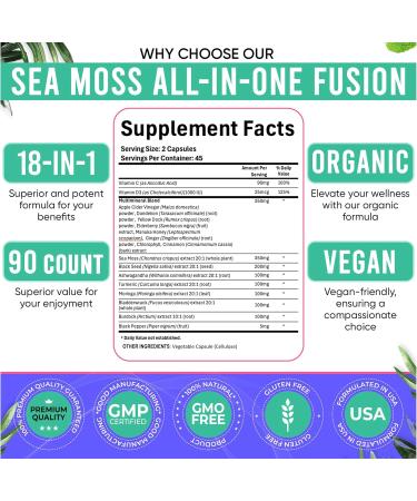 Adndale Sea Moss Black Seed Oil Ashwagandha Ginger Capsules. SeaMoss Capsules with Black Seed Oil Ashwagandha Turmeric Moringa Bladderwrack Burdock Root Manuka Honey Cinnamon SeaMoss 90 Count (Pack of 1) - Buy Online on GoSupps.com