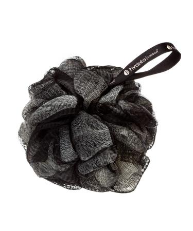 Hydrea London Shower Pouf Bath Loofah Mesh Sponge Exfoliating Bath Scrunchie Large Shower Puff Scrub Body Cleansing Shower Puff for Men & Women - Black & Cream