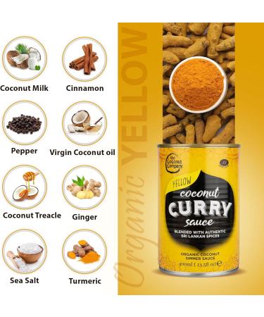 The Coconut Company Organic Yellow Coconut Curry Sauce Perfect for pouring over vegetables noodles or your favourite dish Sweeter Note and Slightly Spicy 400ml (Pack of 3) - Buy Online on GoSupps.com