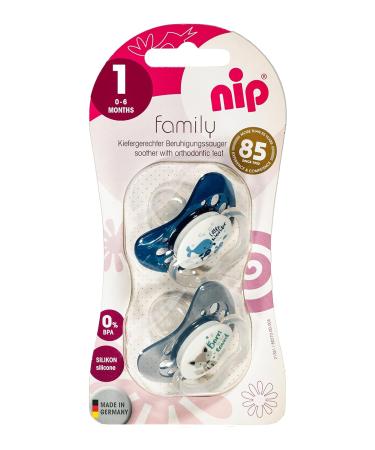 Nip Pacifier Family Silicone Orthodontic for 0-6 Months - Blue Made in Germany | Reduces Pressure on Teeth & Jaw - Buy Online on GoSupps.com