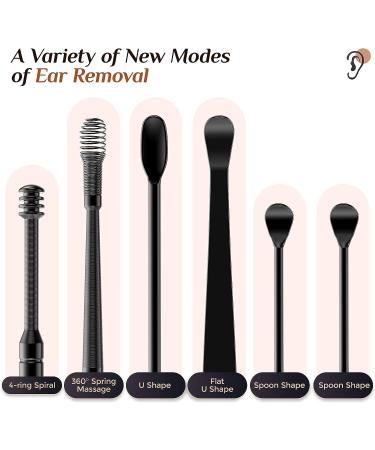6 Piece Ear Wax Removal Kit - Portable Anti-Itch Cleaner Tool with Detachable Ear Picking Box - Safe & Healthy - Practical Cleaning Tool for Family (Black) - Buy Online on GoSupps.com