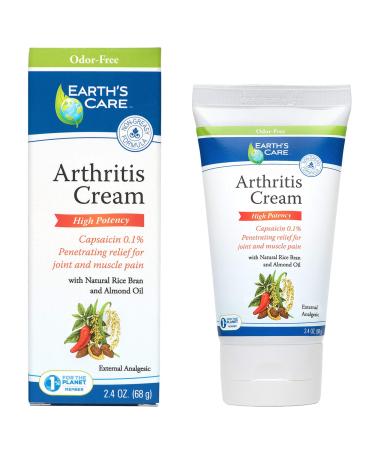 Earth's Care Arthritis Cream with 0.1% Capsaicin No Parabens Colors or Fragrances Odor Free (2.4 oz (1 Pack)) 2.4 Ounce (Pack of 1)