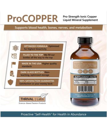 Ionic Copper Drops 30 PPM Premium Bioavailable Liquid Copper Supplement for General Wellness & Trace Mineral Support Amber Glass Bottle with Dropper 4 fl oz 4 Fl Oz (Pack of 1) - Buy Online on GoSupps.com