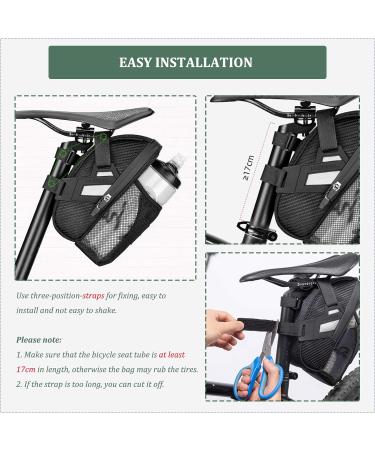 Rockbros Bicycle Saddle Pocket Bag | Waterproof MTB Seat Bag with Bottle Holder - Scratch-Resistant & Reflective Black/Silver - Buy Online on GoSupps.com