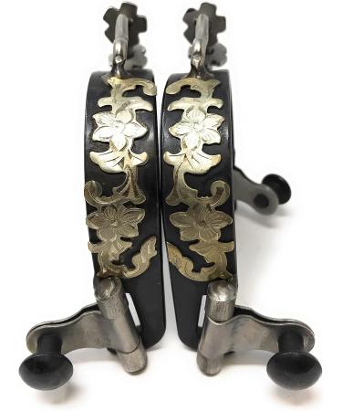 Antique Brown Flower Engraved Bumper Spurs with Rowels - Ladies | AJ Tack Wholesale - Buy Online on GoSupps.com