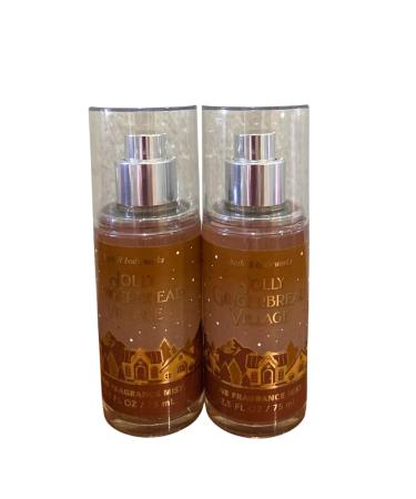 Bath & Body Works Mini Travel Size Fine Fragrance Mists 2.5oz Each Set of 2 (Jolly Gingerbread Village)