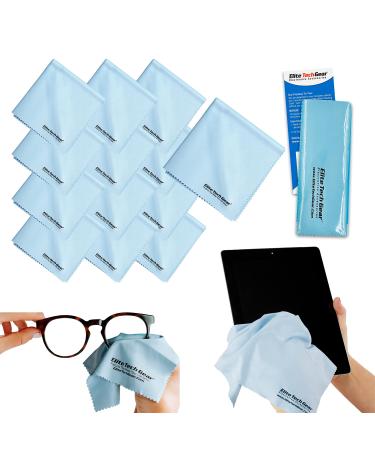 Elite Tech Gear Microfiber Cloth - 13-Pack Oversized Microfiber Cleaning Cloths. Washable High Tech Eyeglass Cleaning Cloths for Electronics, Glasses, Screens and Lenses. Sizes 6" x 7" and 12" x 12"
