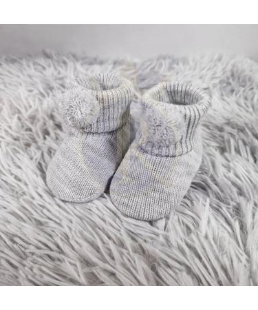 Royal Icon Newborn Baby Booties 0-3 Months | Pom Pom Booties for Baby Boys and Girls | Adorable & Stylish RI408 Grey - Buy Online on GoSupps.com