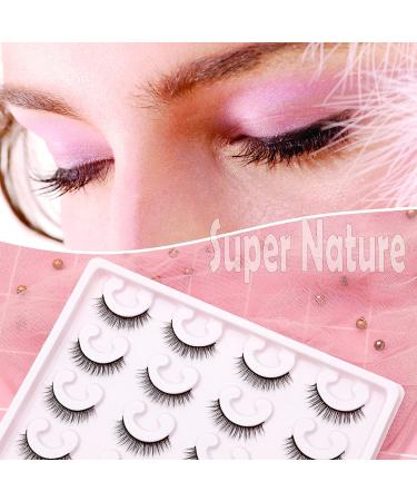 Short Wispy 3D Fake Eyelashes - 10 Pairs Bulk Pack for Natural Look | Reusable Faux Mink Handmade Short-Natural Lashes - Buy Online on GoSupps.com