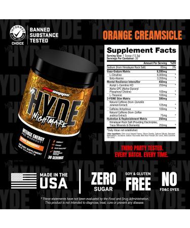 PROSUPPS Mr. Hyde Nightmare Pre Workout Powder with Caffeine & Beta Alanine - Preworkout for Intense Energy Mental Focus & Performance - Gym & Fitness Supplements (Orange Creamsicle 30 Servings) - Buy Online on GoSupps.com
