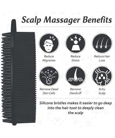Avilana Exfoliating Silicone Body Scrubber & Scalp Massager - 2 in 1 Bath Brush, Easy to Clean, Hygienic & Long Lasting - Black - Buy Online on GoSupps.com