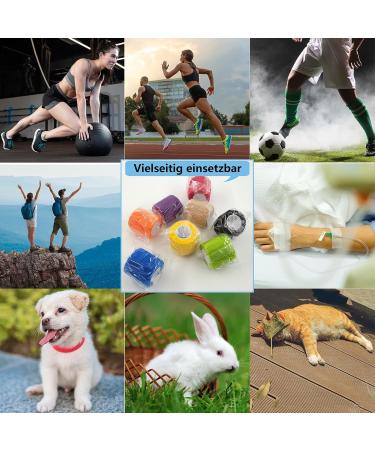 Shop 6 Rolls Self-Adhesive Bandage - 10cm x 4.5m Elastic Sports Fixing Tape in Blue & Black | International Shipping Available - Buy Online on GoSupps.com