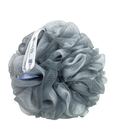 Bodylife Large Body Buffer Puff Exfoliating Bath & Shower Body Pouf Scrunchie Body Scrubber Grey & White 95g