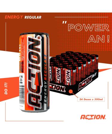  ACT!ON Action Energy Regular Pack of 24 x 500ml cans with page taurine classic tutti frutti flavored energy drink - Buy Online on GoSupps.com