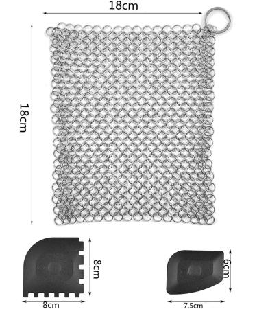 7.1x7.1In Cast Iron Cleaner Chainmail Scrubber Stainless Steel Scrubber Stainless Steel Scrubber Cast Iron Brush Cleaner with Pan Grill Scraper for Skillets Pans and Woks 3PCE - Buy Online on GoSupps.com