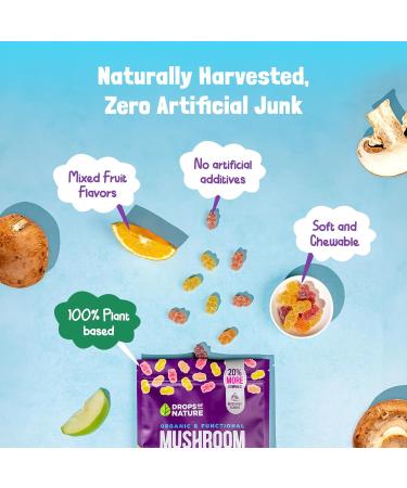 Lions Mane Mushroom Supplement Gummies - Organic Blend with Reishi, Cordyceps, Turkey Tail, Maitake, Shitake, Chaga - Immune Defense & Cognitive Boost - Vegan & Low Carb - 80 Gummies - Buy Online on GoSupps.com