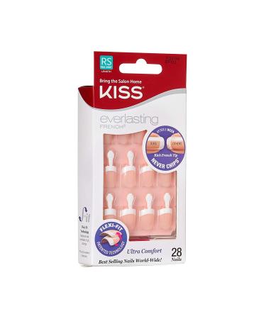 Kiss Everlasting French Nail Manicure Kit | Chip-Free Flexi-Fit Technology | Real Short Endless Nails with Pink Glue - 28 Fake Nails, Mini File, Manicure Stick | 2g / 0.07oz - Buy Online on GoSupps.com