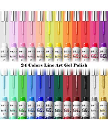 Buy RARJSM Nail Art Gel Liner Set - 24 Colors for Nail Art Design | Soak Off UV LED Curing | Glitter & Creative Painting - Buy Online on GoSupps.com