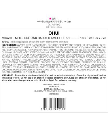 OHUI Miracle Moisture 777 Ampoules | Daily Facial Serum for Skin Glow | Soothing Korean Skincare with Ceramide Glycerin Peptide & Panthenol | International Shipping Available - Buy Online on GoSupps.com