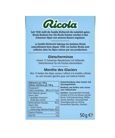 Buy Ricola Glacier Mint - 10 Swiss Herbal Candies with 13 Alpine Herbs Sugar-Free & Vegan - Exclusive on Amazon - Buy Online on GoSupps.com