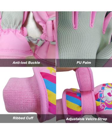 Children's Waterproof Winter Ski Gloves | Plush Lined Anti-Slip Unicorn Gloves for Boys & Girls 2-9 Years Old | Pink 5-7 Years - Buy Online on GoSupps.com