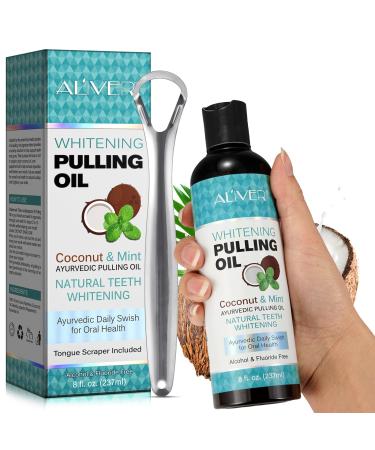 Coconut parenting oil for the teeth oil pulling with tongue scraps natural non-alcoholic oil pulling water for oral care for fresh breath tooth lighting and gum health (8 fl oz)