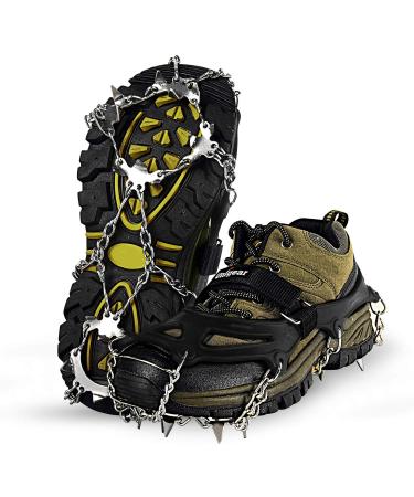 Unigear Traction Cleats Ice Snow Grips with 18 Spikes for Walking, Jogging, Climbing and Hiking Black X-Large