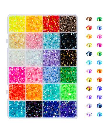 Liiouer 24 Colors Jelly Rhinestones Flatback Bulk  4mm Colored Rhinestones for Crafts  Colorful Resin Crystal AB Rhinestones for Tumblers Face Makeup Nail Jewelry and Decoration Accessories (15000Pcs) 4mm Jelly Rhineston...