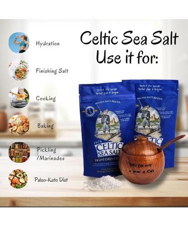 Celtic Salt Cellar bundle with Celtic sea Salt Organic 2PK of 1/2lb Coarse Salt Seasoning Salt Curing Salt for meat Kosher Salt for Pickles Real Salt including Calcium magnesium potassium supplement - Buy Online on GoSupps.com