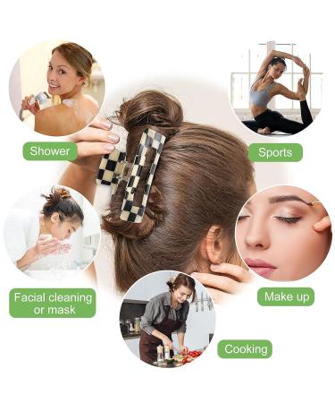 Whaline Checkered Hair Claw Clips - Set of 3 Large Vintage Barrettes for Women and Girls - Fashionable Non-Slip Hair Styling Accessories for Thick, Thin, Curly, and Straight Hair - Buy Online on GoSupps.com