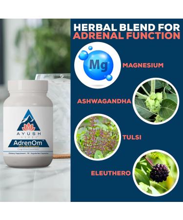 Ayush Herbs AdrenOm - Ayurvedic Adrenal and Stress-Support Supplement for Women & Men Ashwagandha & Eleuthero to Support Adrenal Balance Cognitive Function & Calm - 90 Vegetarian Capsules (1 Count) - Buy Online on GoSupps.com