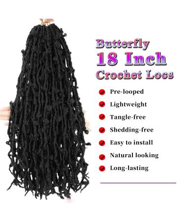 18 Inch Butterfly Locs Crochet Hair Extensions - Soft Distressed Faux Locs - 6 Packs (1B) - Buy Online on GoSupps.com