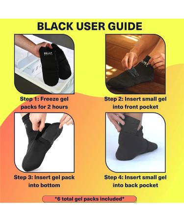 Relief Genius Cold Therapy Socks with Reusable Gel Ice Packs - Relief from Sprains, Muscle Pain, Bruises & More - Black, Small/Medium (1 Pair) - Buy Online on GoSupps.com