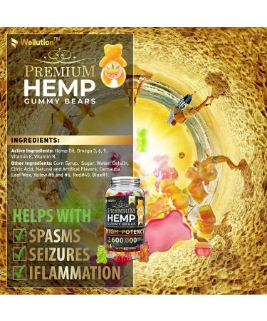 High Potency Wellution Hemp Gummies 2600000 XL - Fruity Gummy Bears with Hemp Oil for Stress & Inflammation Relief. Natural Hemp Candy for Sleep & Calm Mood - Buy Online on GoSupps.com
