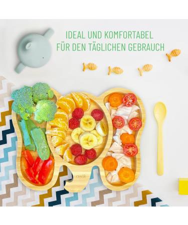 Awiik Bamboo Suction Cup Plate for Babies & Toddlers | Non-Slip BLW Elephant Plate | Safe & Strong Tipping Protection - Green - Buy Online on GoSupps.com
