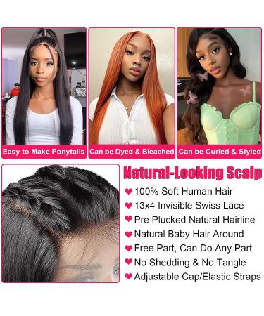 Queen Story 26 Inch Lace Front Human Hair Wig 13x4 Straight 180% Density HD Transparent Lace Frontal for Black Women - Natural Color | Pre Plucked with Baby Hair - Buy Online on GoSupps.com