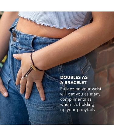 Pulleez Pony Party Sliding Ponytail Holder Set of 4 - Gold Metal Charms - Elastic Hair Tie Bracelet - Buy Online on GoSupps.com