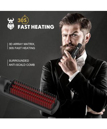Vikicon Electric Beard Straightener for Men - Quick Heating Mini Brush Comb for Smooth Styling of Long & Short Beards - Ionic Hair Iron Black - Buy Online on GoSupps.com