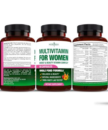 NEW AGE Multivitamin for Women - B-Complex Whole Foods Hair Support Iron - All in1 Womens Multivitamin - Bioavailable & Gentle on Stomach - Made in USA - 120 Count 60 Count (Pack of 2) - Buy Online on GoSupps.com