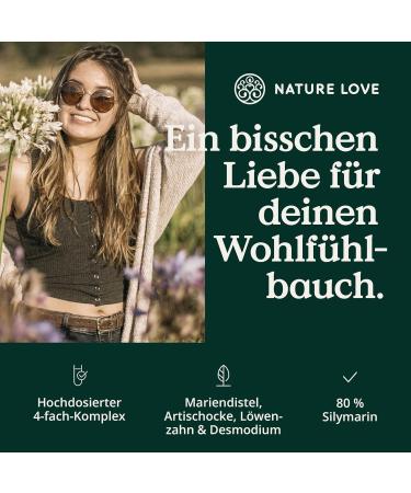 Buy Nature Love Mary Thistle & Artichoke Extract - High-Dose 80% Silymarin - 120 Vegan Capsules - Laboratory Tested Quality - International Shipping Available - Buy Online on GoSupps.com