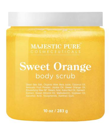 Majestic Pure Sweet Orange Body Scrub - Natural Exfoliating & Moisturizing Skin Care | 10 oz - Perfect Gift for Her - Buy Online on GoSupps.com