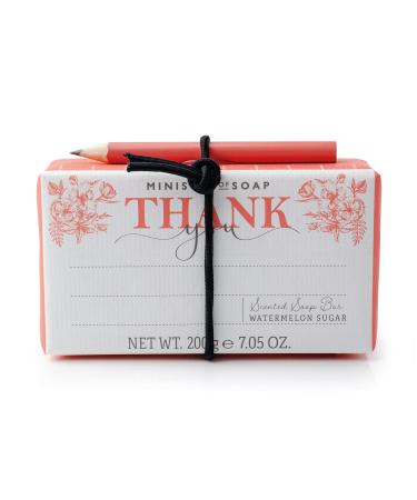Ministry of Soap Thank You Watermelon Sugar Scented Soap Bar with Gift Note and Pencil to Create Your Own Personalised Gift 200g