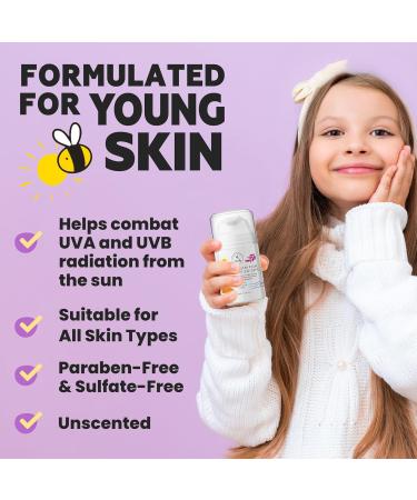 Kid Face Sunscreen Moisturizer with SPF SPF 30 Mineral Face Sunscreen Lightweight Non-Greasy Reef-Safe with Zinc Oxide & Niacinamide Broad-Spectrum UV Protection Daily Moisturizer for Kids Unscented SPF 30 - Buy Online on GoSupps.com