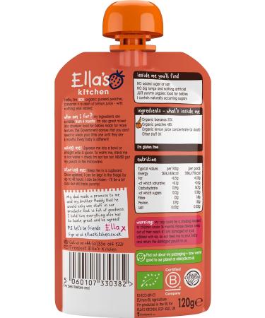 Ella's Kitchen Stage 1 From 4 Months Organic Peaches and Bananas 120 g (Pack of 7) Organic Peaches and Bananas 120 g (Pack of 7) - Buy Online on GoSupps.com
