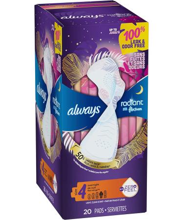 Always Radiant Pads Size 4 Overnight Absorbency Scented 20 Count - Pack of 1 - Buy Online on GoSupps.com