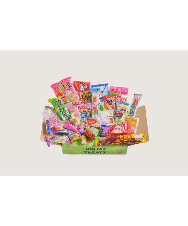 30 Japanese Snacks & Candy Box Dagashi Sweets Chips Gum included in the Box an English Pamphlet